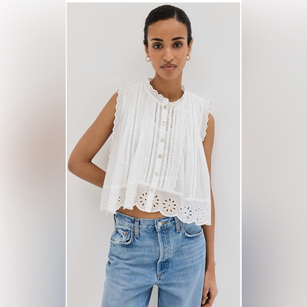 FARM Rio Off-White Sleeveless Blouse